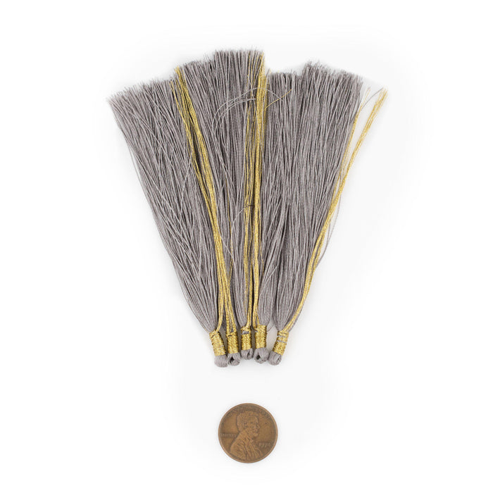 Silver Color 9cm Silk Tassels (5 Pack) - The Bead Chest
