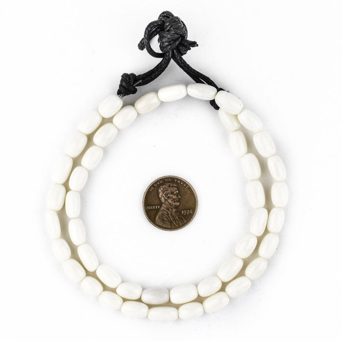 Oval White Bone Beads (10x6mm) - The Bead Chest