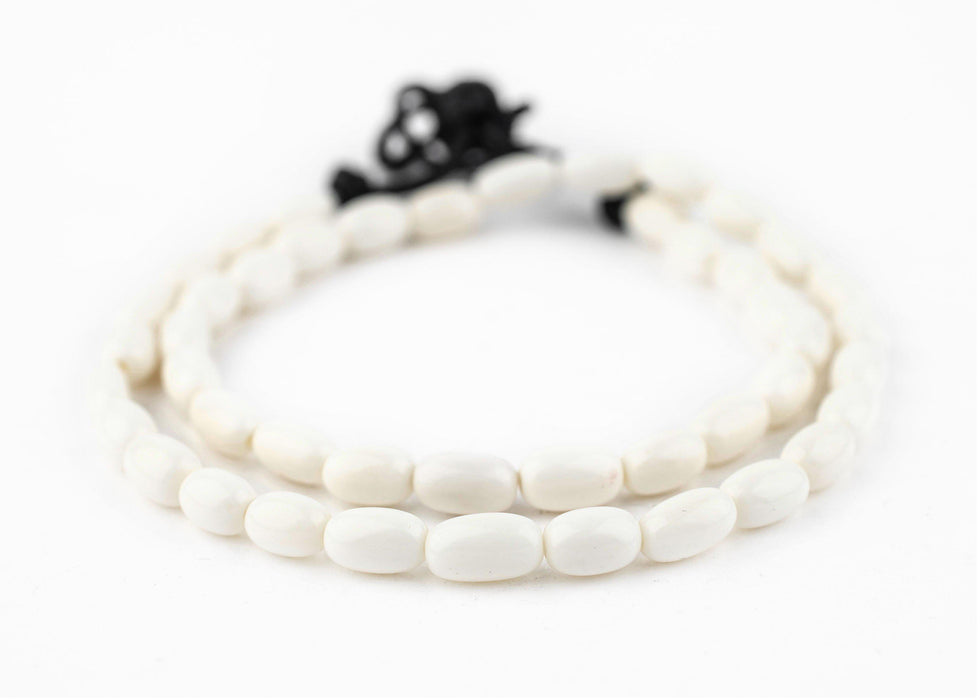 Oval White Bone Beads (10x6mm) - The Bead Chest