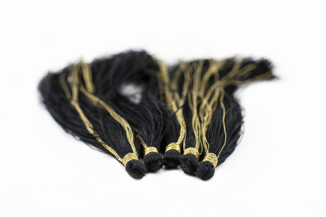 Black 9cm Silk Tassels (5 Pack) - The Bead Chest