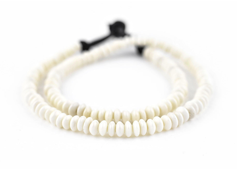 Saucer White Bone Beads (6mm) - The Bead Chest