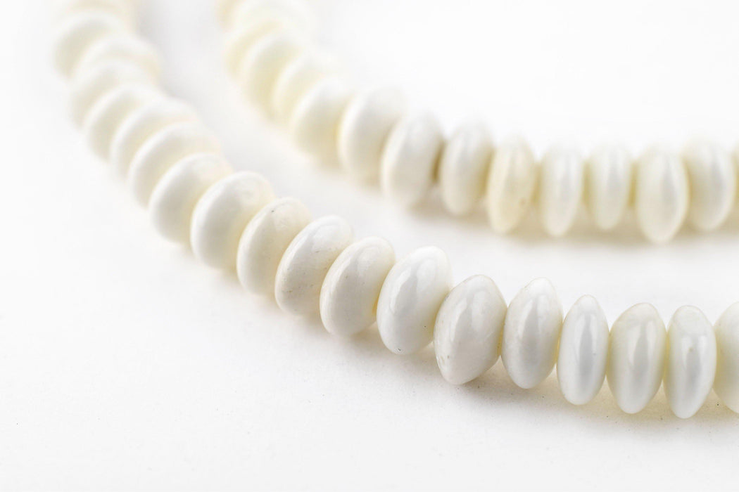 Saucer White Bone Beads (6mm) - The Bead Chest
