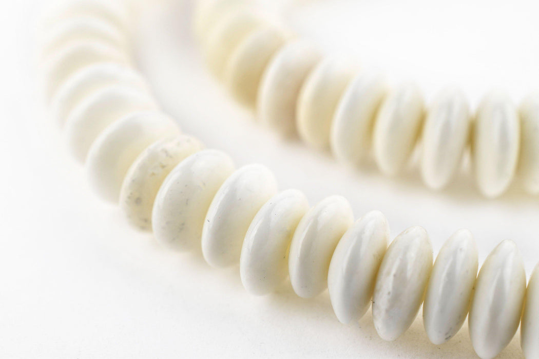 Saucer White Bone Beads (7mm) - The Bead Chest