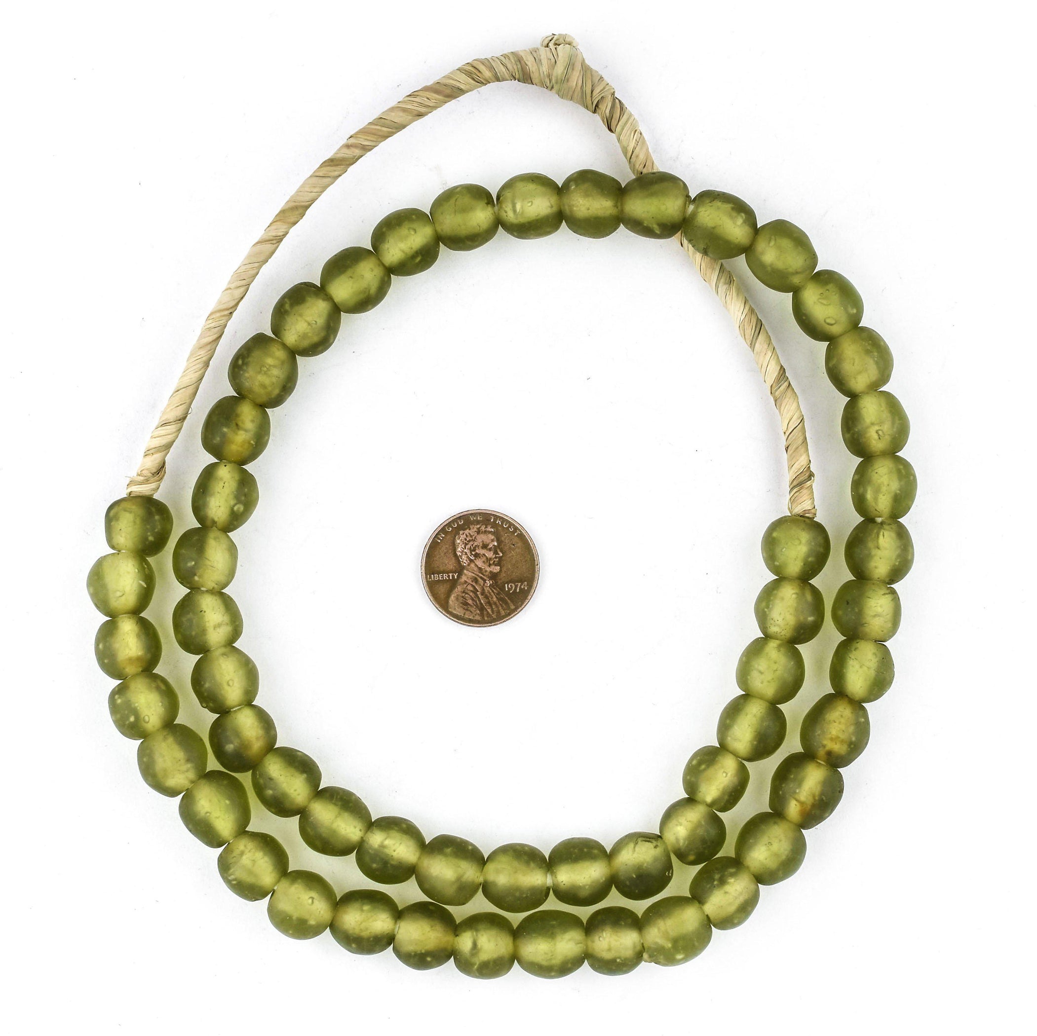 Olive Green Recycled Glass Beads (11mm) — The Bead Chest