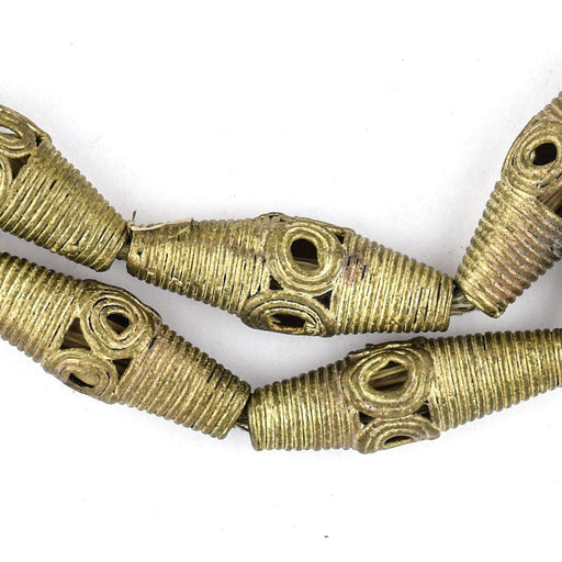 Eye Design Bicone Brass Filigree Beads (35x12mm) - The Bead Chest