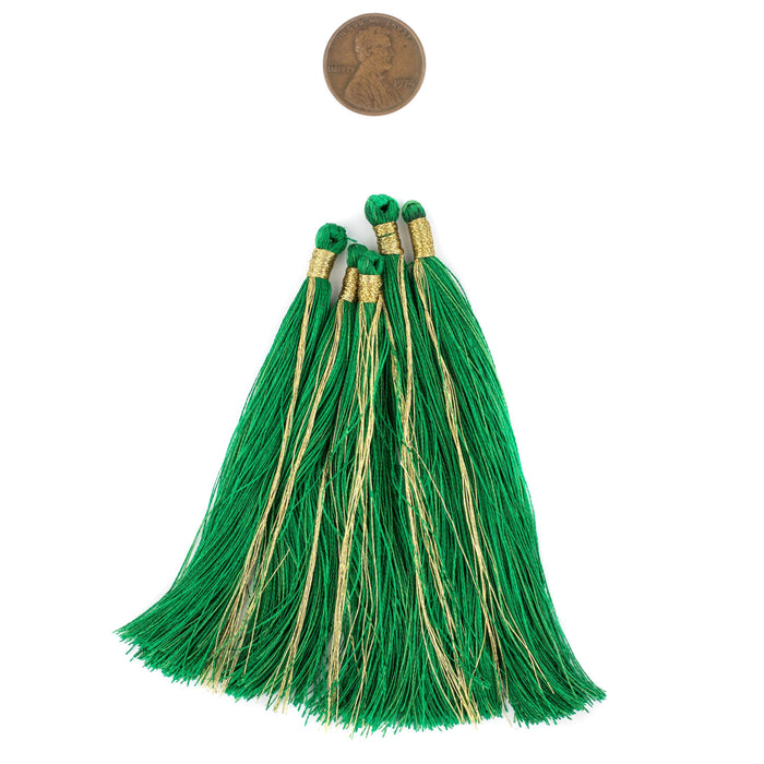 Green 9cm Silk Tassels (5 Pack) - The Bead Chest