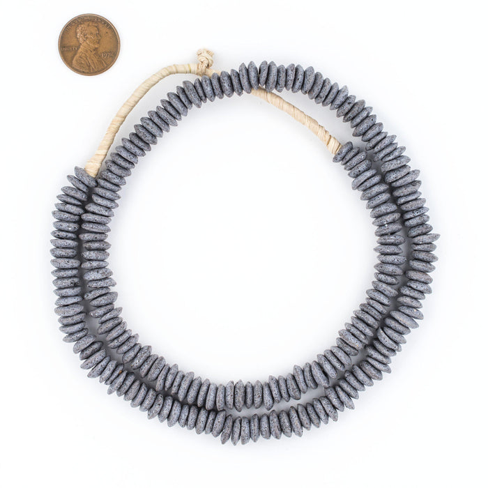 Dark Grey Ashanti Glass Saucer Beads (8mm) - The Bead Chest