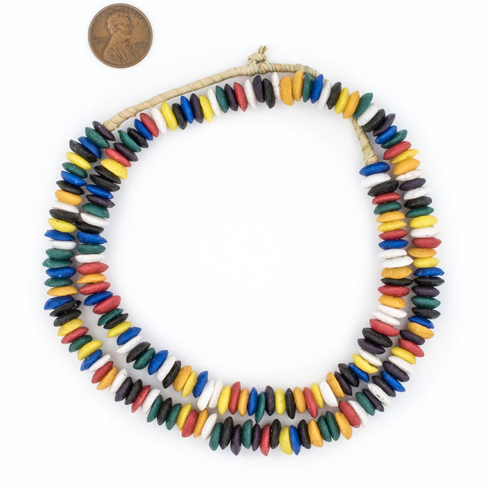 Rainbow Medley Ashanti Glass Saucer Beads (8mm) - The Bead Chest