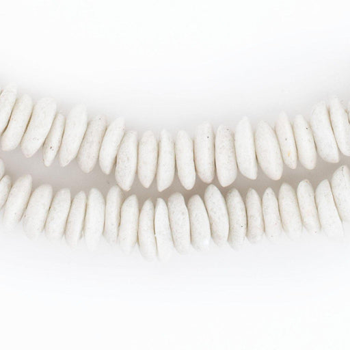 White Ashanti Glass Saucer Beads (8mm) - The Bead Chest