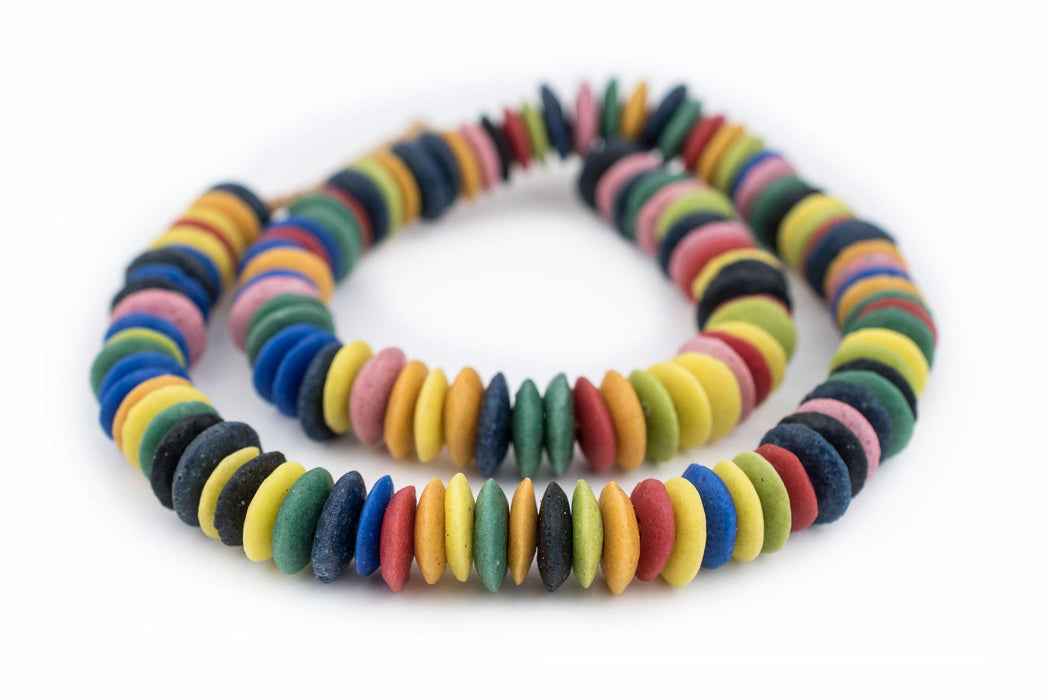 Rainbow Medley Ashanti Glass Saucer Beads - The Bead Chest