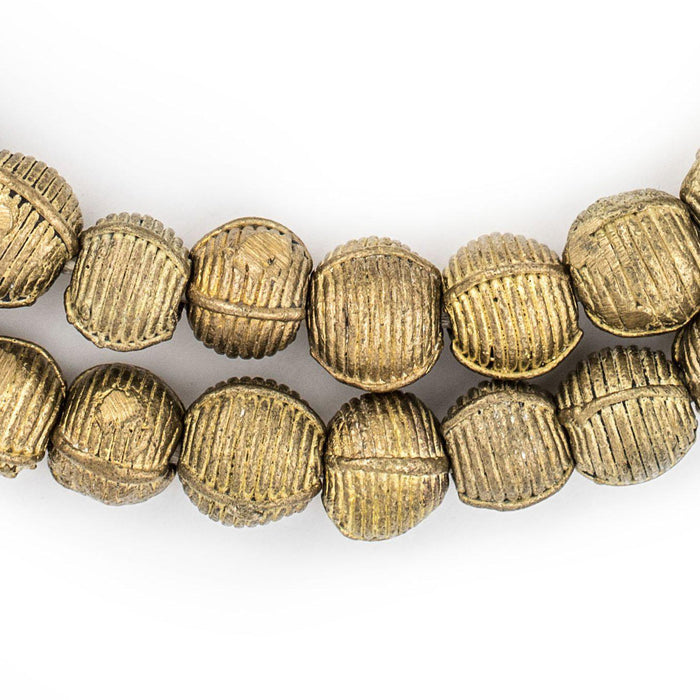 Ivory Coast Style Wound Round Brass Beads (11mm) - The Bead Chest