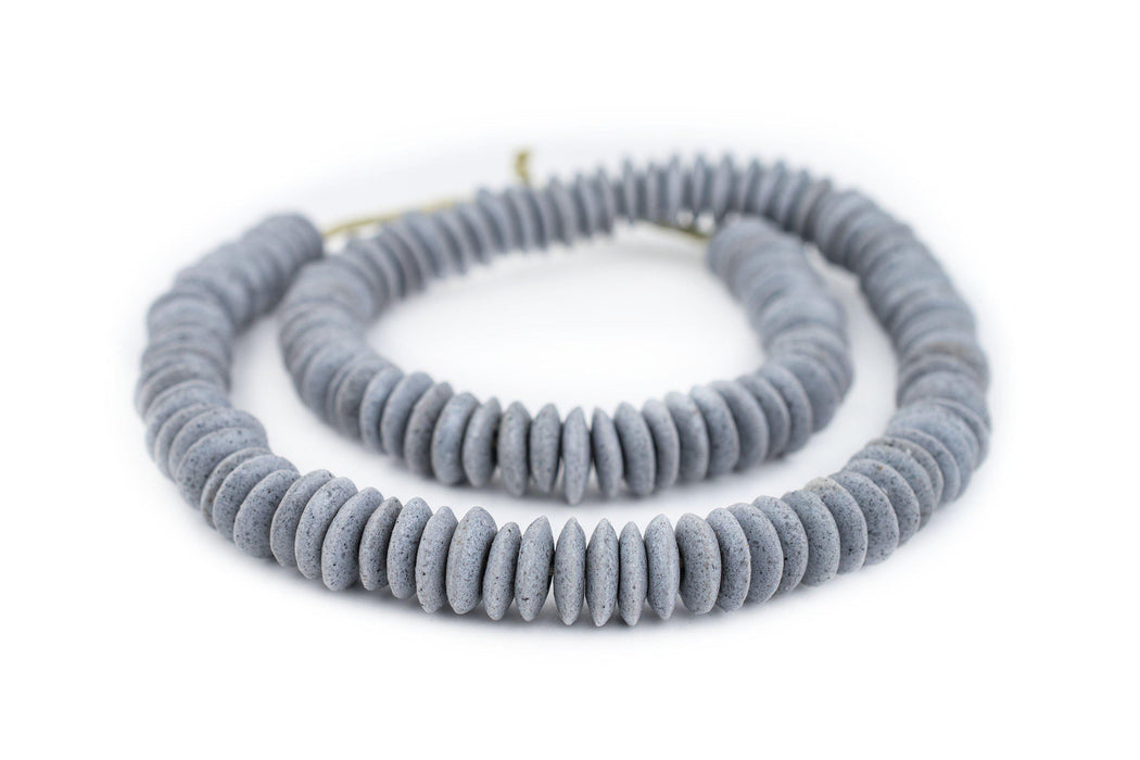 Grey Ashanti Glass Saucer Beads (14mm) - The Bead Chest