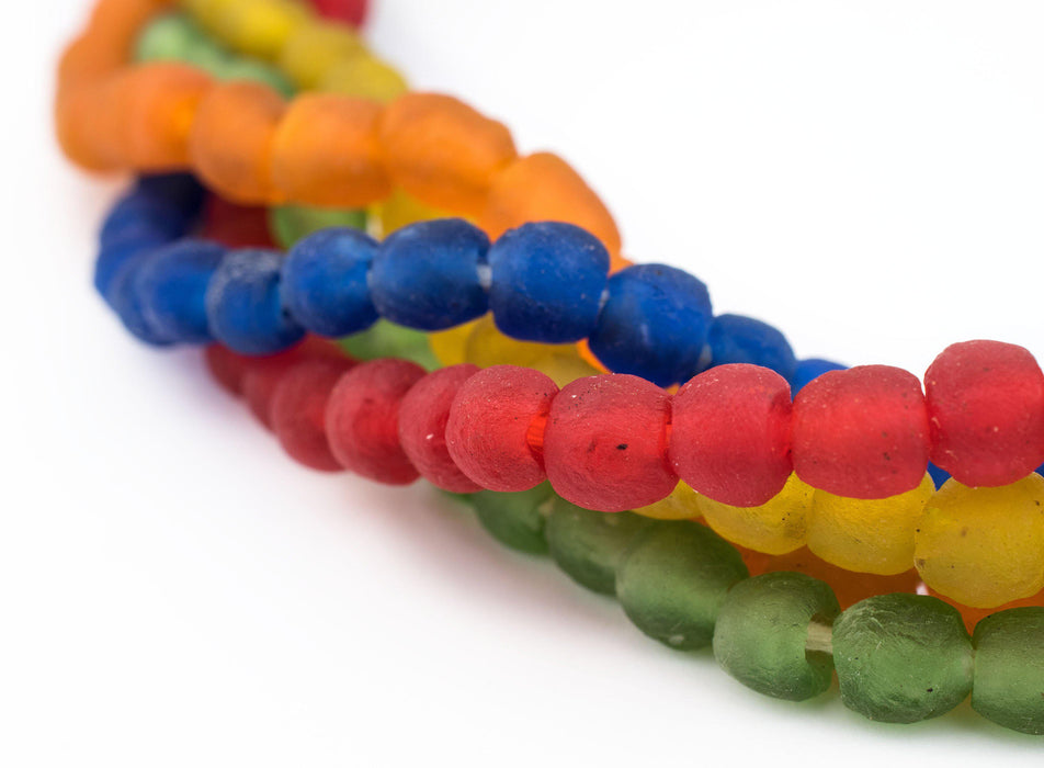 5 Strand Bundle: 7mm Recycled Glass Beads - The Bead Chest