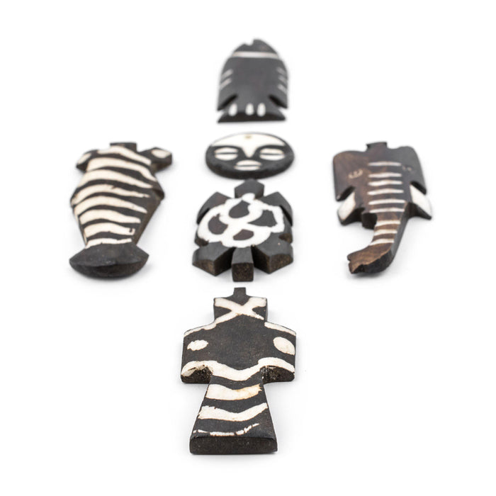 6 Pendant Bundle: Kenya Batik Bone - The Bead Chest