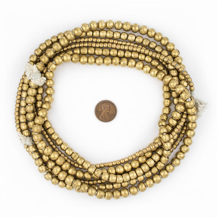 3 Strand Bundle: Ethiopian Round Brass Beads (4mm, 6mm, 8mm) - The Bead Chest