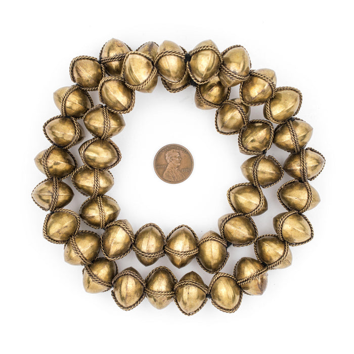 Ethiopian Wired Brass Saucer Beads (20mm) - The Bead Chest