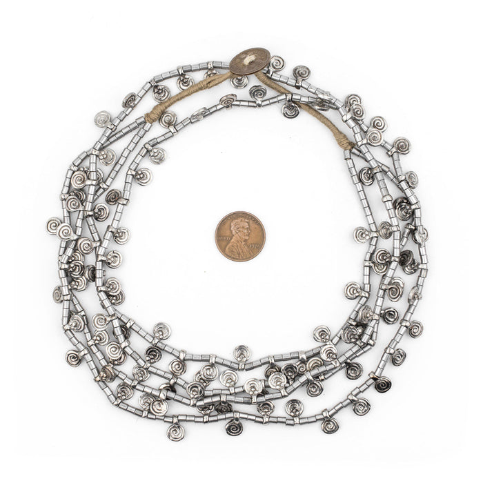 Silver Mini Baule Charm Beads (Double Strand Necklace) - The Bead Chest