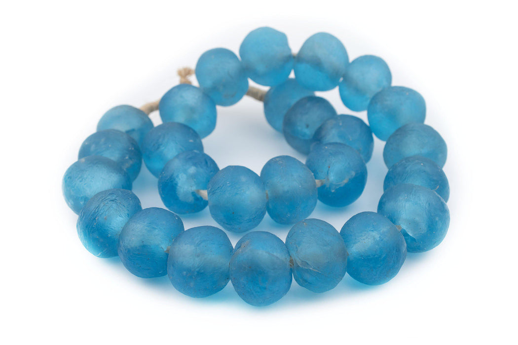 Super Jumbo Baby Blue Recycled Glass Beads (36mm) - The Bead Chest