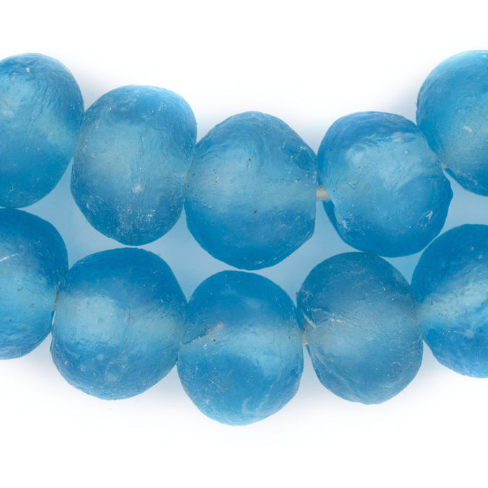Super Jumbo Baby Blue Recycled Glass Beads (36mm) - The Bead Chest