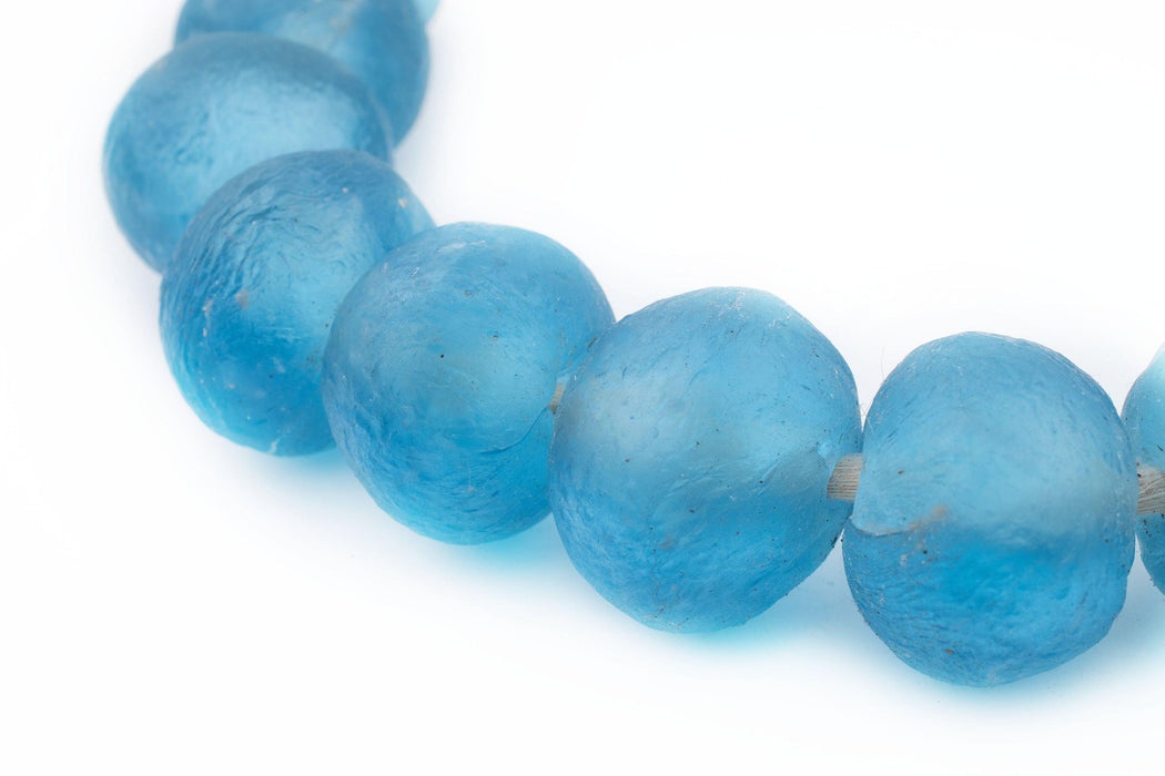 Super Jumbo Baby Blue Recycled Glass Beads (36mm) - The Bead Chest