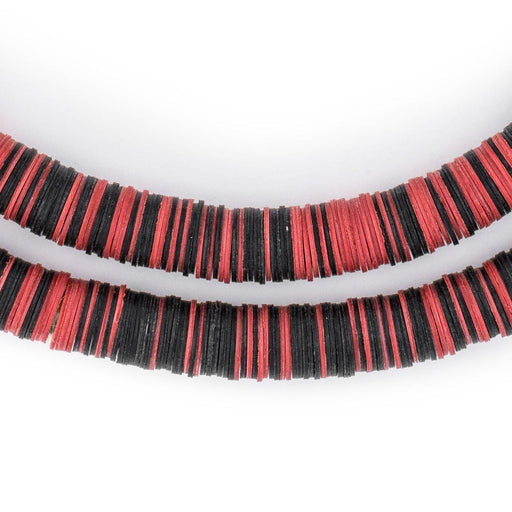 Red & Black Vinyl Phono Record Beads (10mm) - The Bead Chest