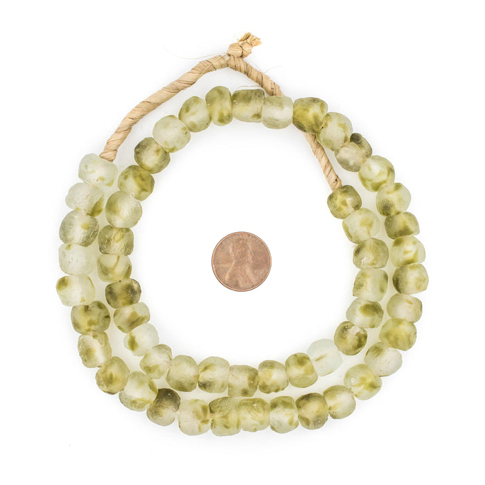 Olive Swirl Recycled Glass Beads (11mm) - The Bead Chest