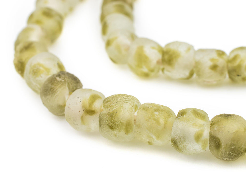 Olive Swirl Recycled Glass Beads (11mm) - The Bead Chest