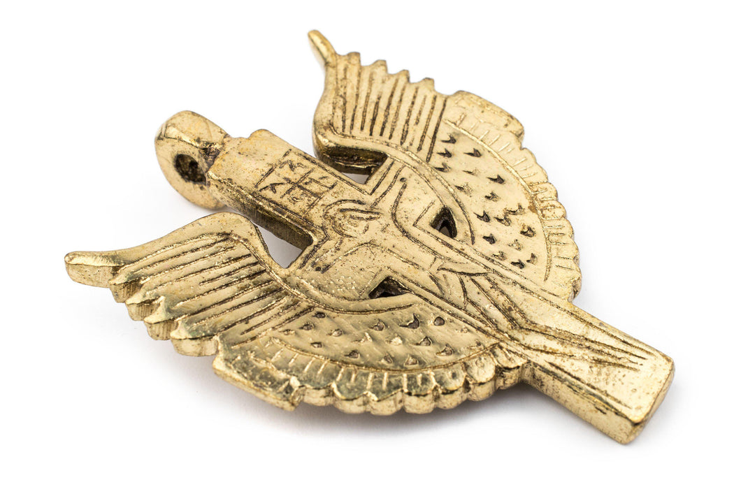 Angel Wings Ethiopian Brass Cross Pendant (80x60mm) - The Bead Chest