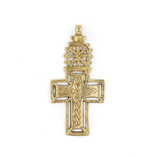 Bahir Dar Ethiopian Brass Cross Pendant (100x50mm)