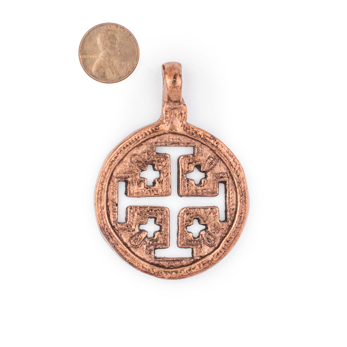 Jerusalem Ethiopian Copper Cross Pendant (70x50mm) - The Bead Chest