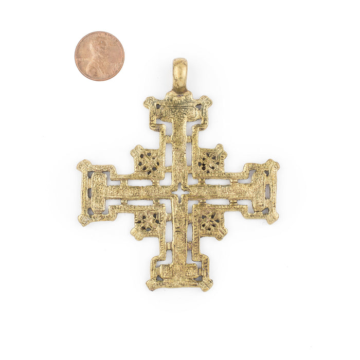 Harar Ethiopian Brass Cross Pendant (85x75mm) - The Bead Chest
