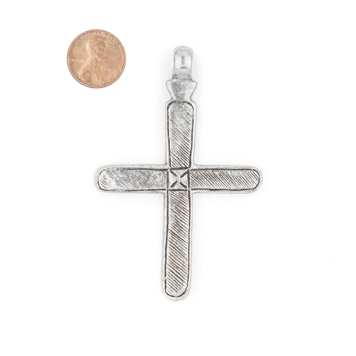 Addis Ethiopian Silver Cross Pendant (80x50mm) - The Bead Chest