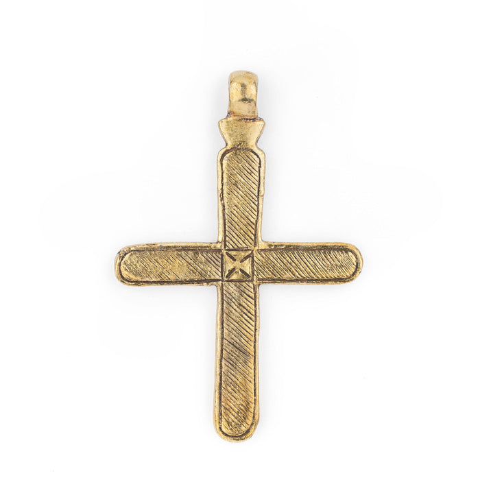 Addis Ethiopian Brass Cross Pendant (80x50mm) - The Bead Chest