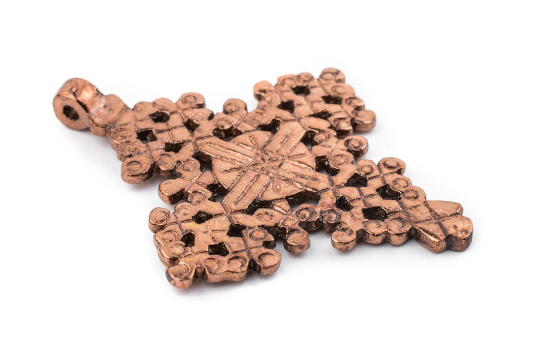 Dire Dawa Ethiopian Copper Cross Pendant (75x55mm) - The Bead Chest