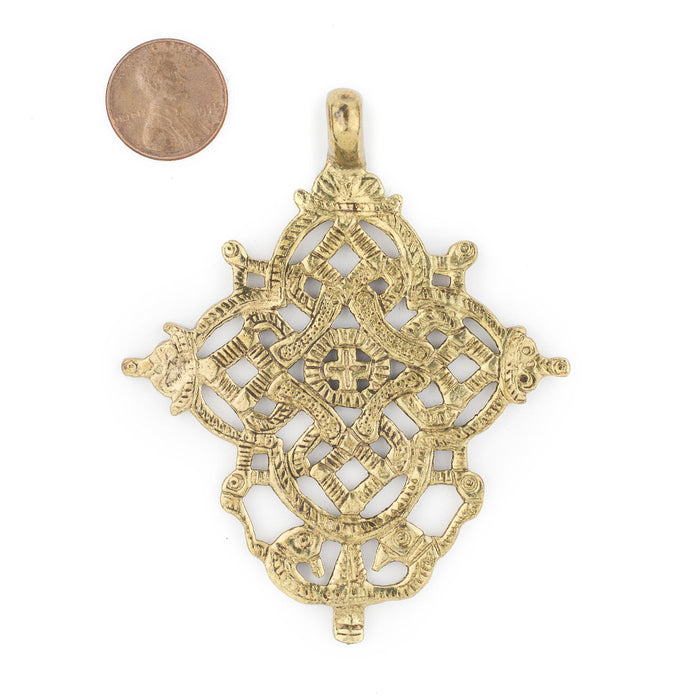 Dessie Ethiopian Brass Cross Pendant (85x70mm) - The Bead Chest