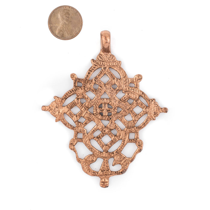 Dessie Ethiopian Copper Cross Pendant (85x70mm) - The Bead Chest