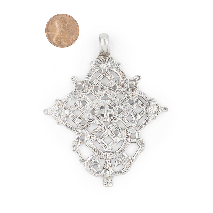 Dessie Ethiopian Silver Cross Pendant (85x70mm) - The Bead Chest