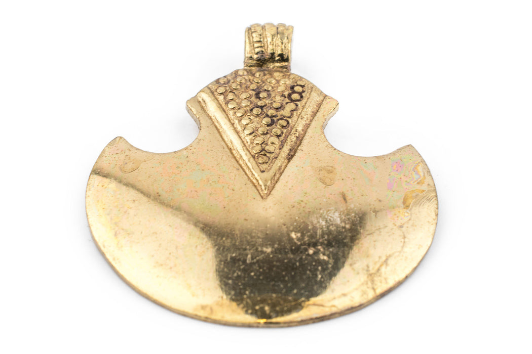 Brass Half Moon Tuareg Shield Pendant (63x51mm) - The Bead Chest