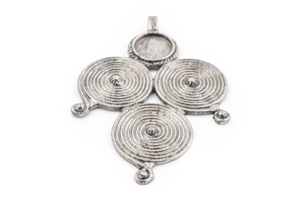 Silver Berber Spiral Pendant (90x60mm) - The Bead Chest