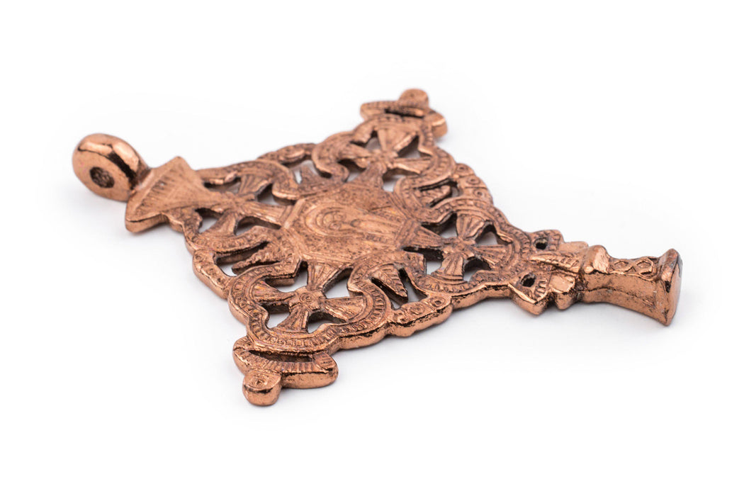 Gondar Ethiopian Copper Cross Pendant (100x80mm) - The Bead Chest