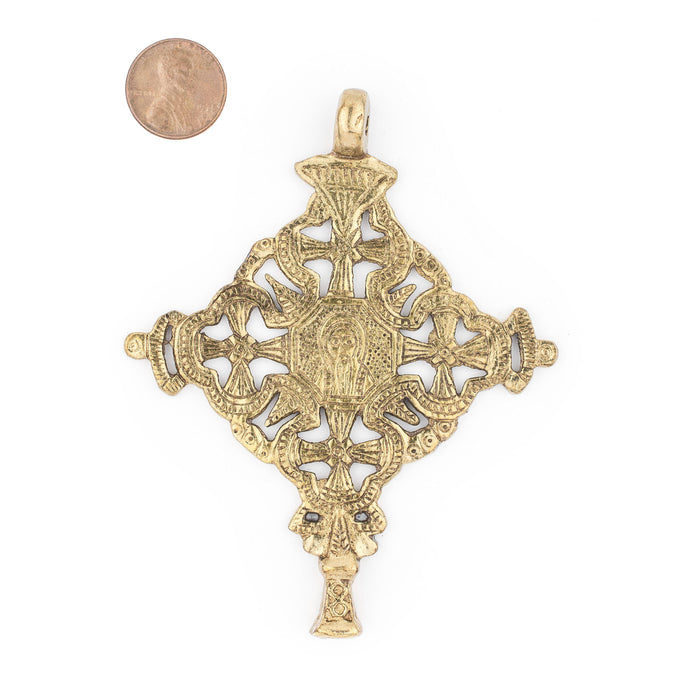 Gondar Ethiopian Brass Cross Pendant (100x80mm) - The Bead Chest