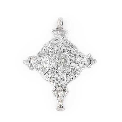 Gondar Ethiopian Silver Cross Pendant (100x80mm) - The Bead Chest