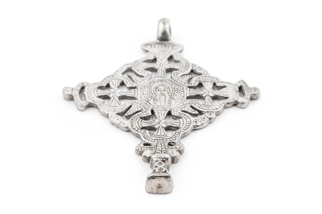 Gondar Ethiopian Silver Cross Pendant (100x80mm) - The Bead Chest