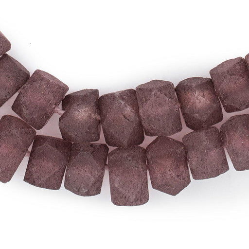 Plum Purple Faceted Recycled Java Sea Glass Beads - The Bead Chest