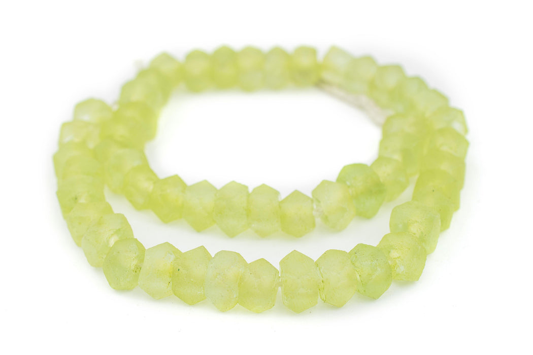 Lime Green Faceted Recycled Java Sea Glass Beads - The Bead Chest