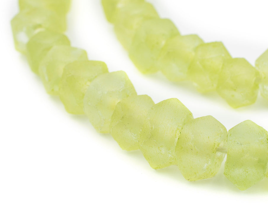 Lime Green Faceted Recycled Java Sea Glass Beads - The Bead Chest