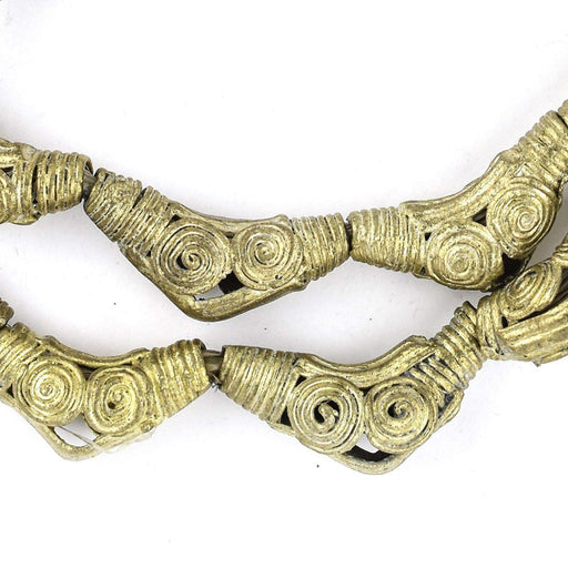 Cameroon-Style Elbow Brass Filigree Beads (28x12mm) - The Bead Chest