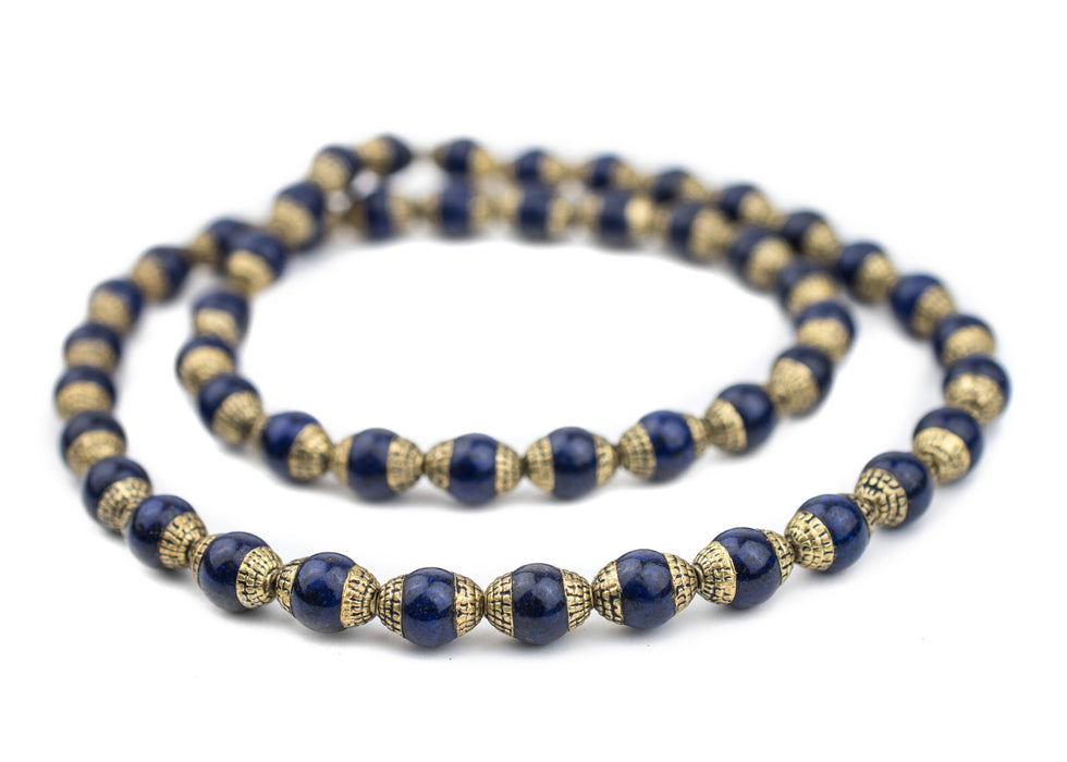 Lapis Nepali Brass Capped Beads - The Bead Chest