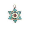 Turquoise & Coral Nepal Star of David Pendant