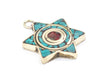 Turquoise & Coral Nepal Star of David Pendant - The Bead Chest